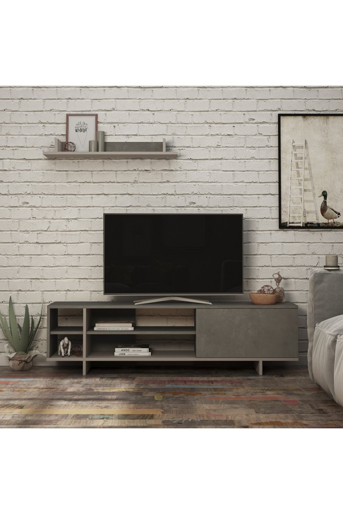 Evsimo Karmel TV Ünitesi - Retro Gri - Mocha Evsimo Karmel TV Ünitesi - Retro Gri - Mocha